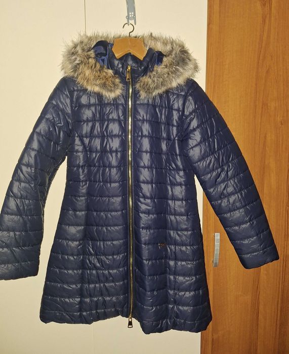 Дълго яке Boohoo с естествен пух на качулката