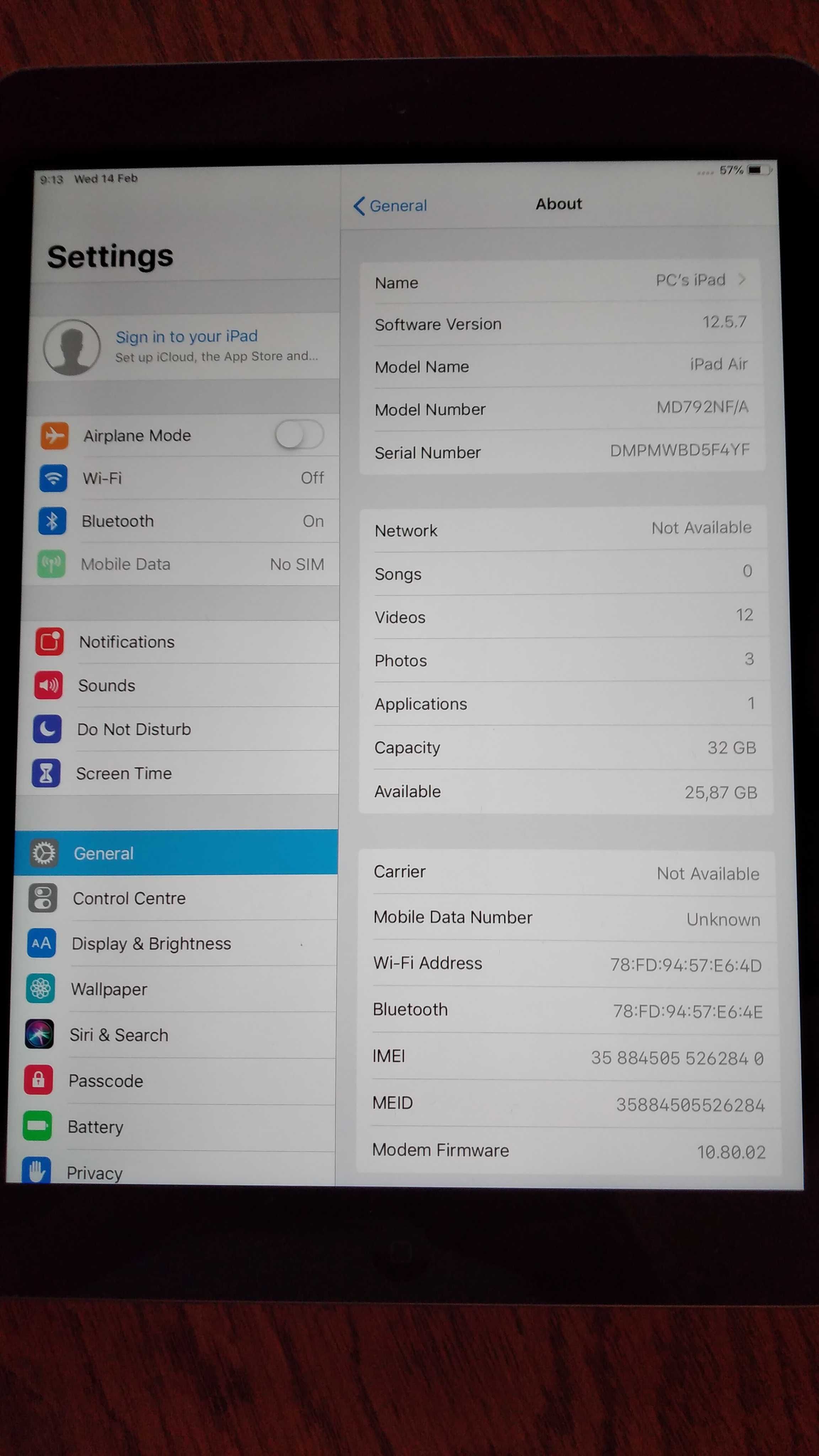 Apple iPad Air CELLULAR (A1475)