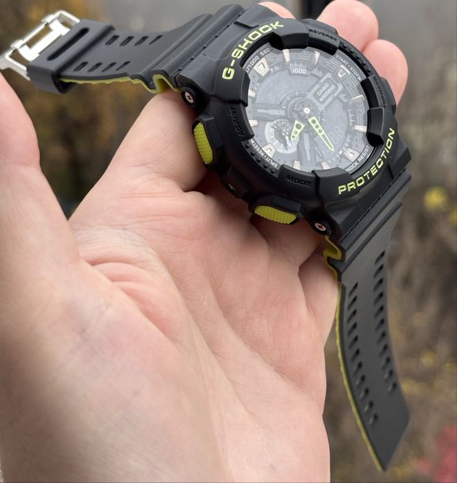 Ceas G-Shock barbatesc sport GA110, Negru-Verde, cutie metalica