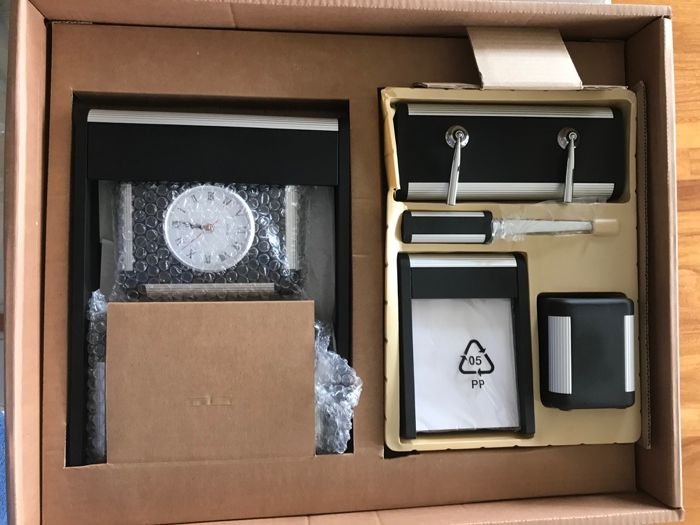 Set birou lemn exotic si aluminiu