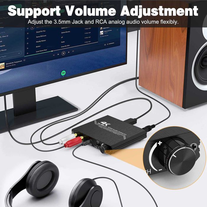 Convertor Audio HDMI 4K Tendak Control Volum SPDIF Optic si Jack 3.5mm