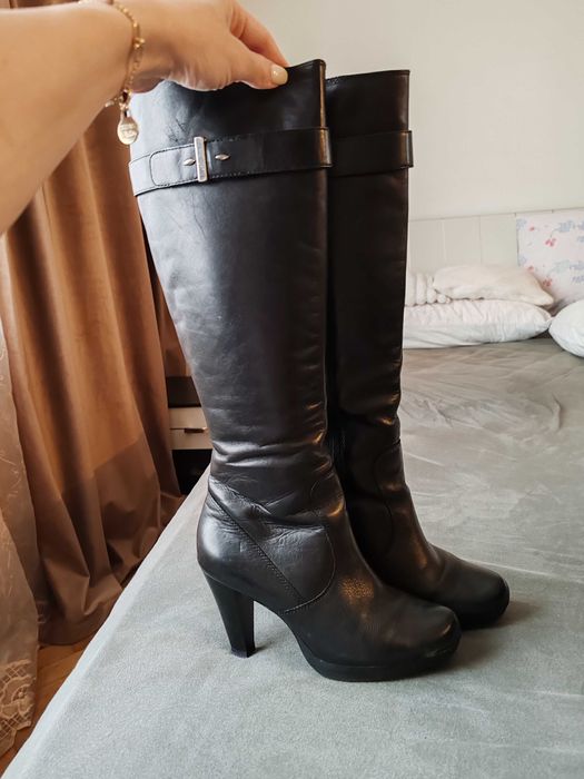 Cizme lungi cu toc, piele 100% naturala, marimea 36