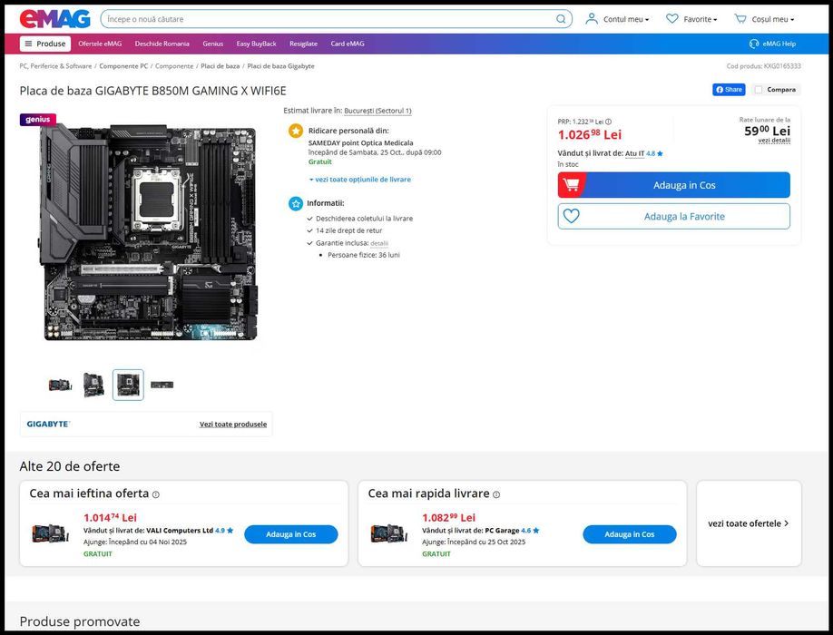 Kit AM5 Ryzen 7600X+B850M GAMING X Gigabyte+1TB SSD M.2 NVMe