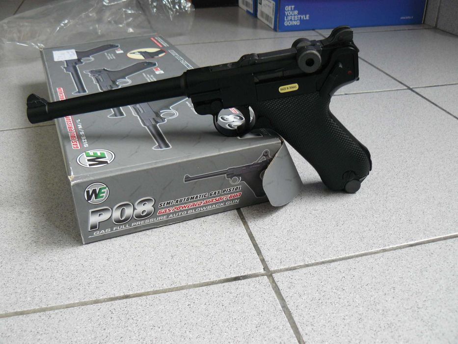 Pistol Airsoft P08 Luger WE Green Gas Full Metal BlowBack Nou In Cutie