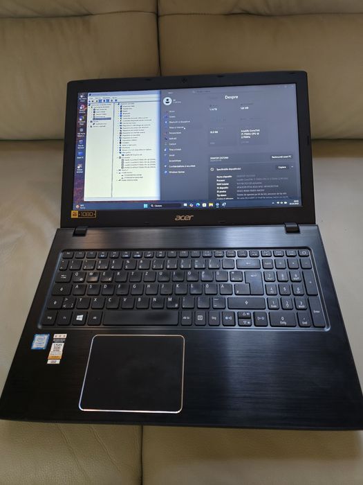 Laptop Acer E5 576, i7-7500, ram 16gb, ssd 256gb si hard 1tb, bat 2 or