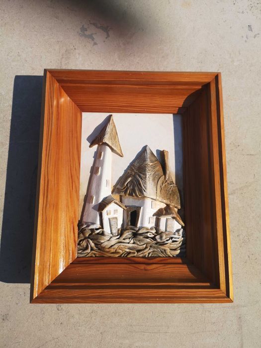 tablou in relief, rama lemn