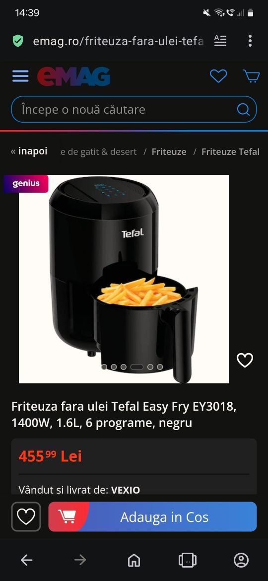 Vand air fryer (friteuza aer cald)