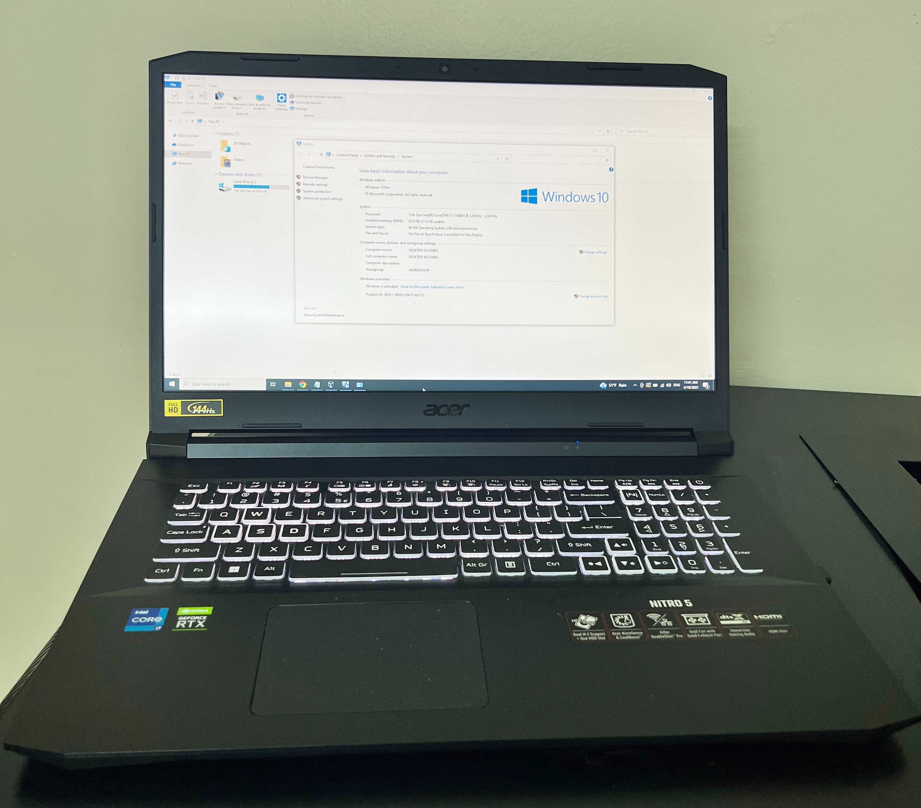 Laptop Gaming Acer 17.3" Intel I7, RTX 3060, 32 GB, 512GB SSD GARANTIE