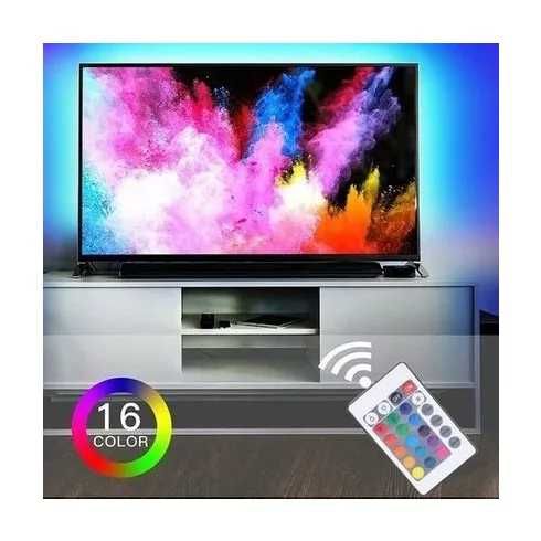 Banda LED RGB pentru TV, USB 5V, lungime 2 metri, telecomanda, camping