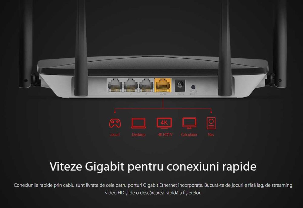 Router Wireless Gigabit MERCUSYS AC12G AC1200 Dual Band Nou Sigilat