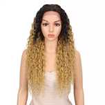 Peruca F33 FRONT LACE Ombre creata Afro blonda lunga volum ondulata