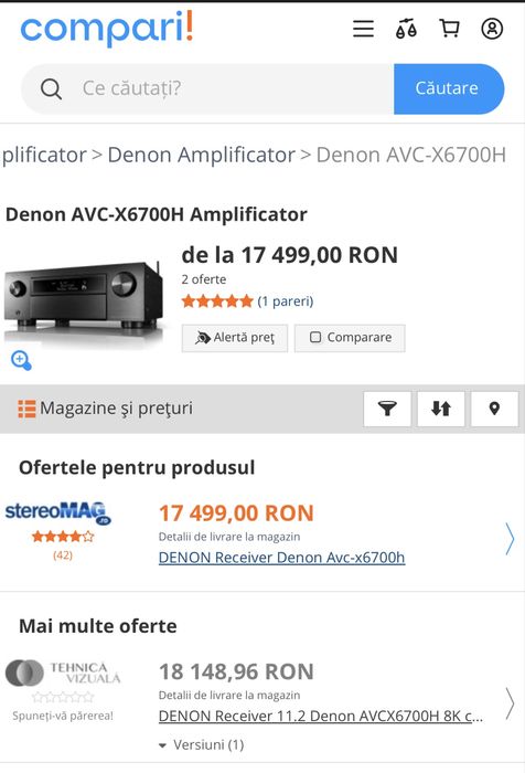 Receiver 13.2 Denon AVC-X6700H,Dolby Atmos,Bluetooth,Wifi,eARC