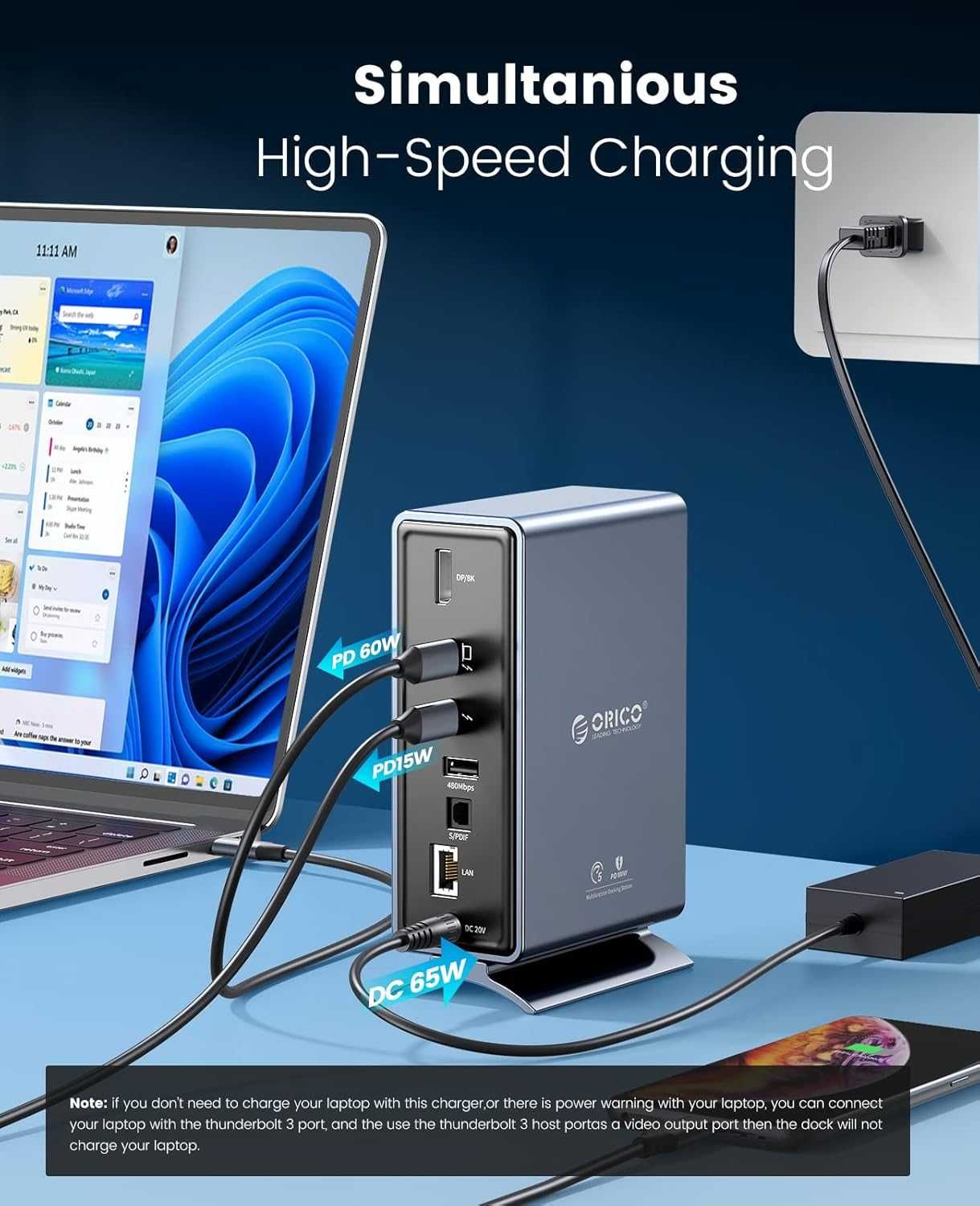 ORICO-TB3-S4 Thunderbolt 3 Dock, 15-в-1 докинг станцията