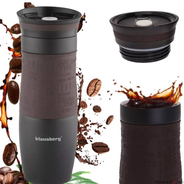 Cana termica din inox, negru, capacitate 500ml, Kinghoff