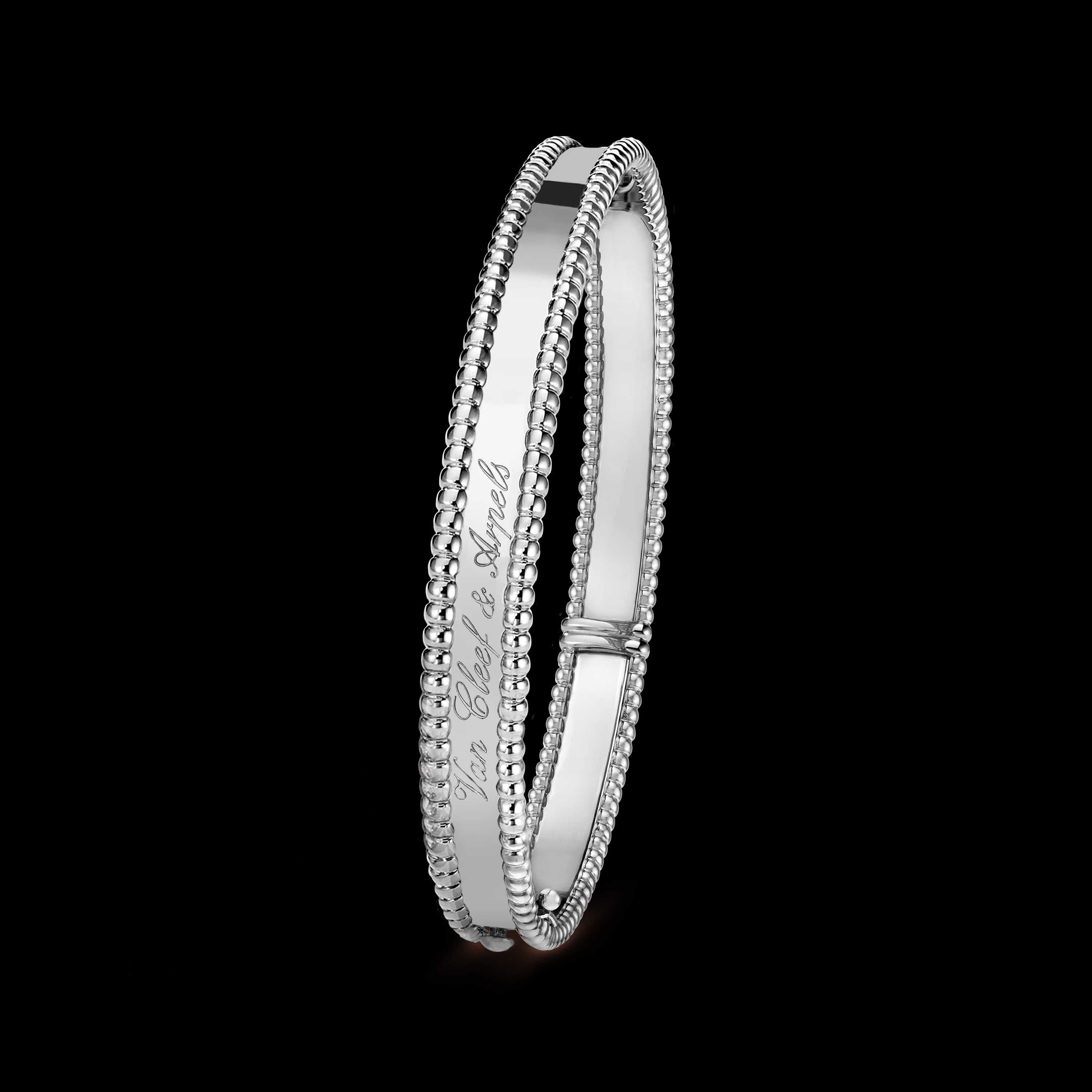 Van Cleef & Arpels VCA Silver Perlée Signature Дамска Гривна