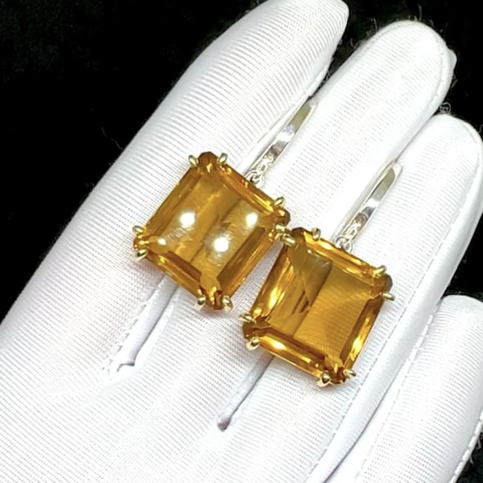 Шикарные серьги с натуральными Цитринами