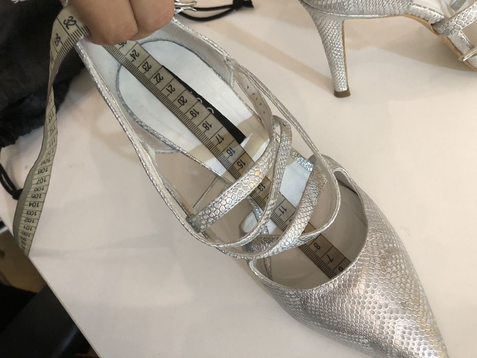 Pantofi argintii Aliss cu barete, marimea 37