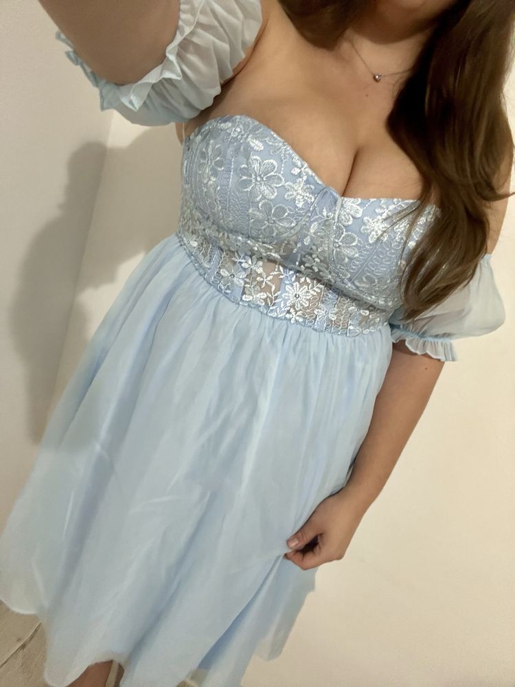 Rochie baby blue cu model tip corset