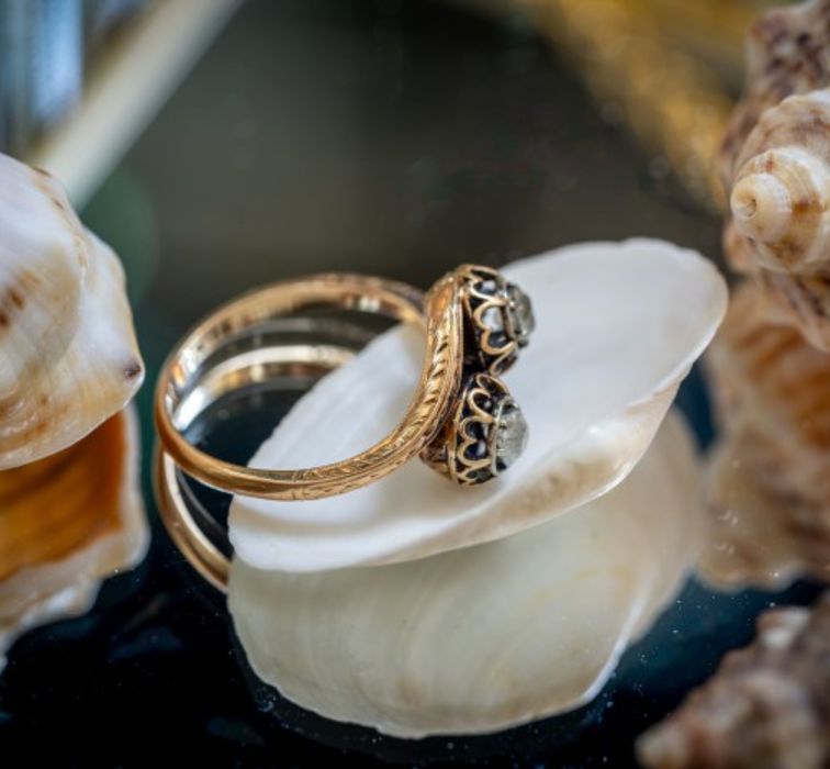Inel Vechi Aur 18K Diamante Certificat - Toi Et Moi