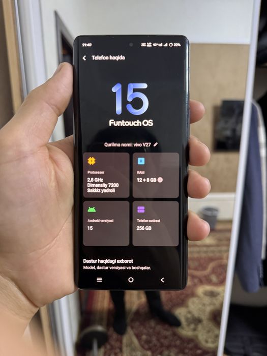 Geymerlar uchun Ideal! Vivo V27 5G — 256GB / 12+8GB RAM — Qora Mat