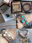 Bratara Stitch/ cu magneți/ ametist/ initiala i/ talisman norocos/agat