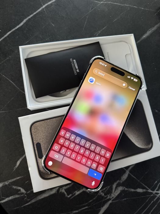 iPhone 15 PRO MAX 1TB Natural Titanium cutie complet - (Liber Retea)