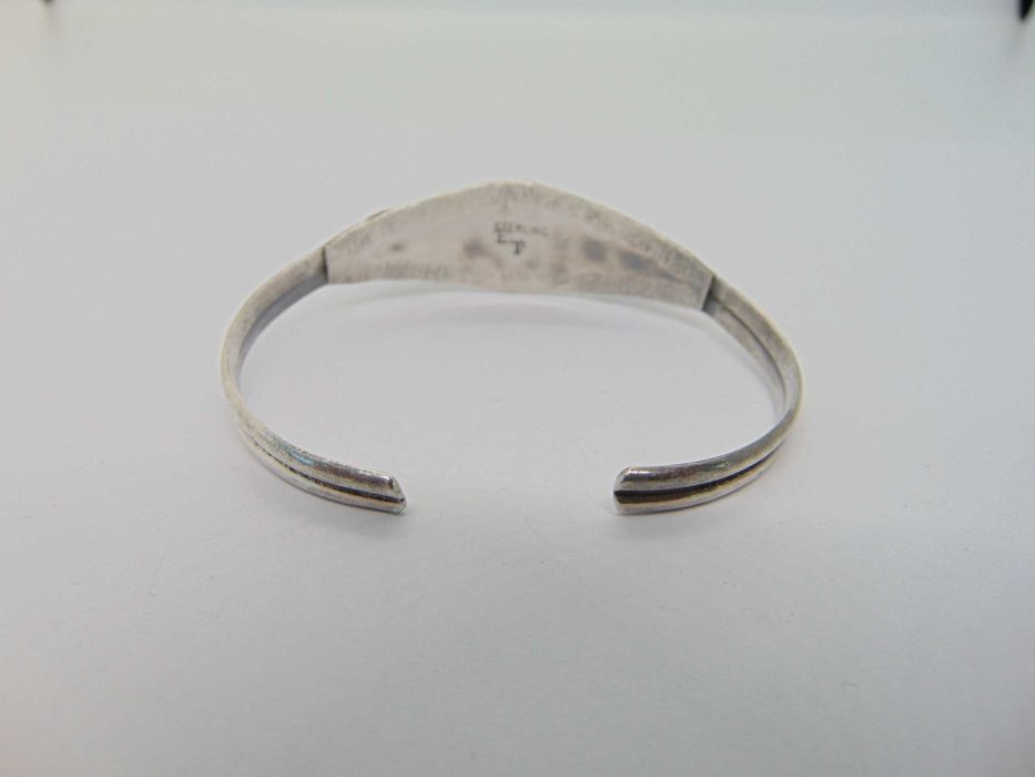 Bratara navajo din argint cu turcoaz si coral