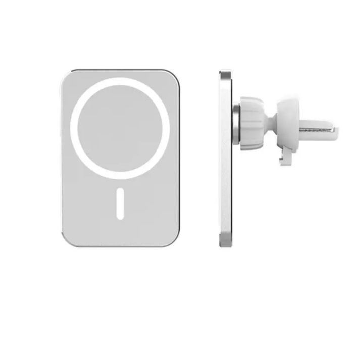 Incarcator Suport Auto Wireless 15W Alb Cablu Type C si Cerc Metalic