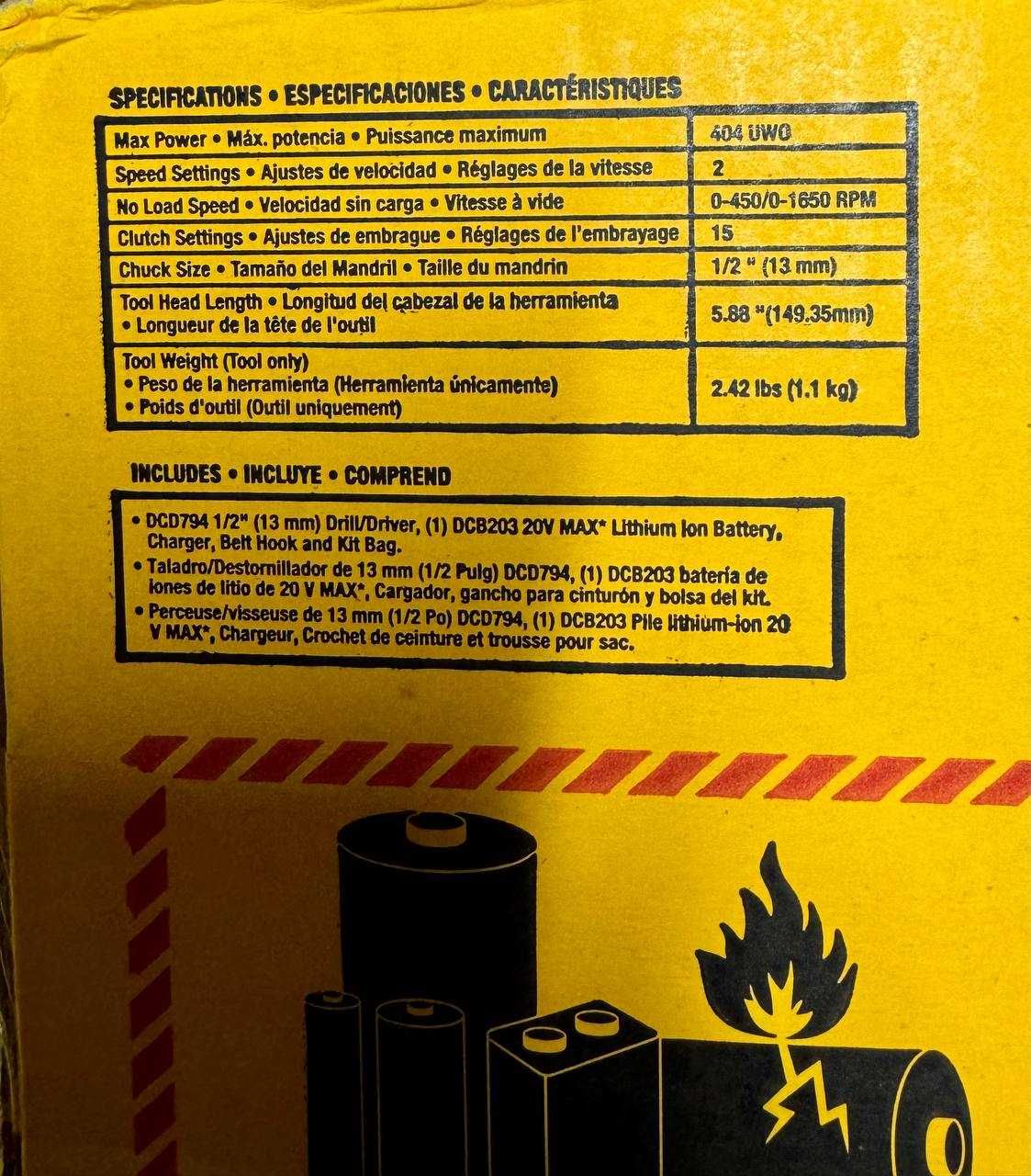 Аккумуляторная дрель-шуруповерт DeWALT DCD794D1 ОРИГИНАЛ madein Mexico
