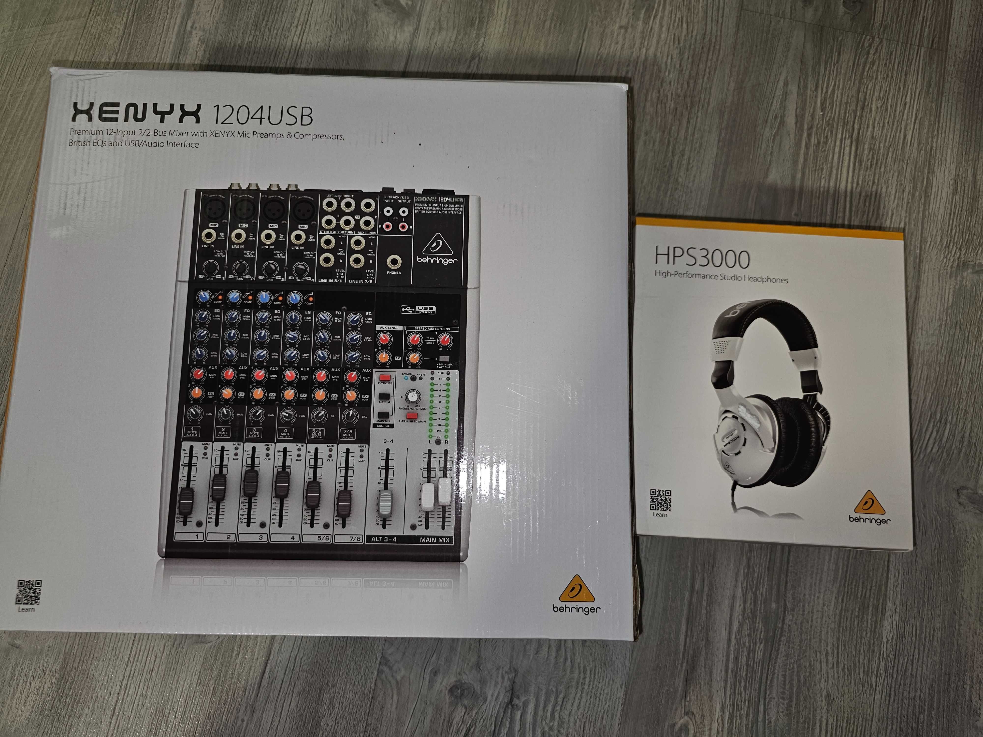 Mixer Behringer XENYX 1204USB + Casti Behringer HPS3000