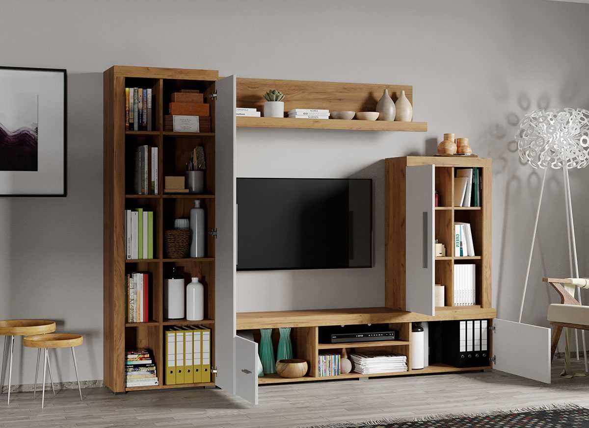 Set Mobila Living Golden Oak Alb / Stejar Auriu C09