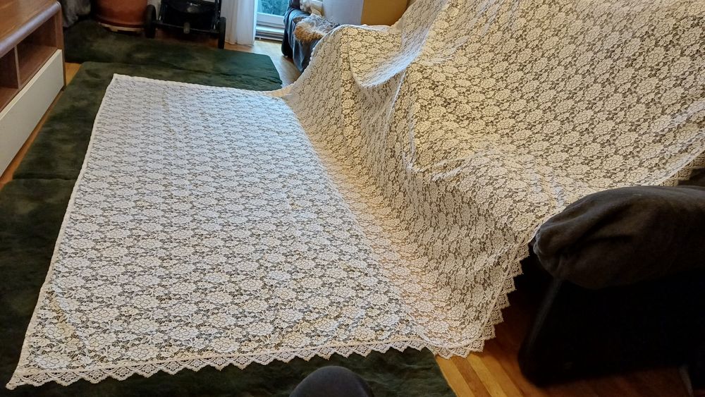 Perdea dantela, alba, cu rejansa dubla inclusa, 465x248 cm