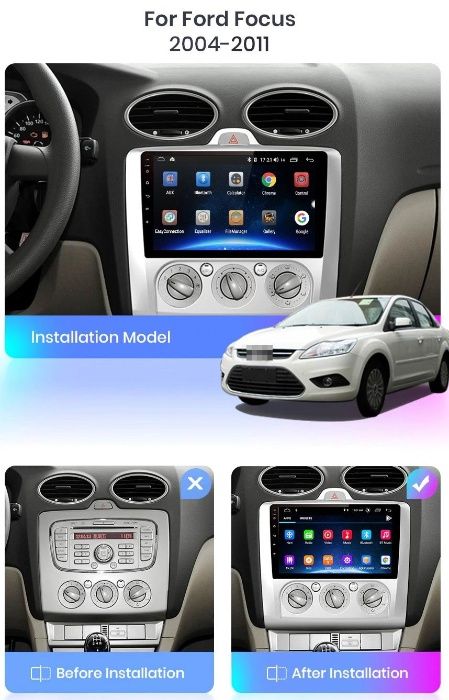 Navigatie Android Ford Focus 2 Mk2 - display 9 inch + Rama speciala
