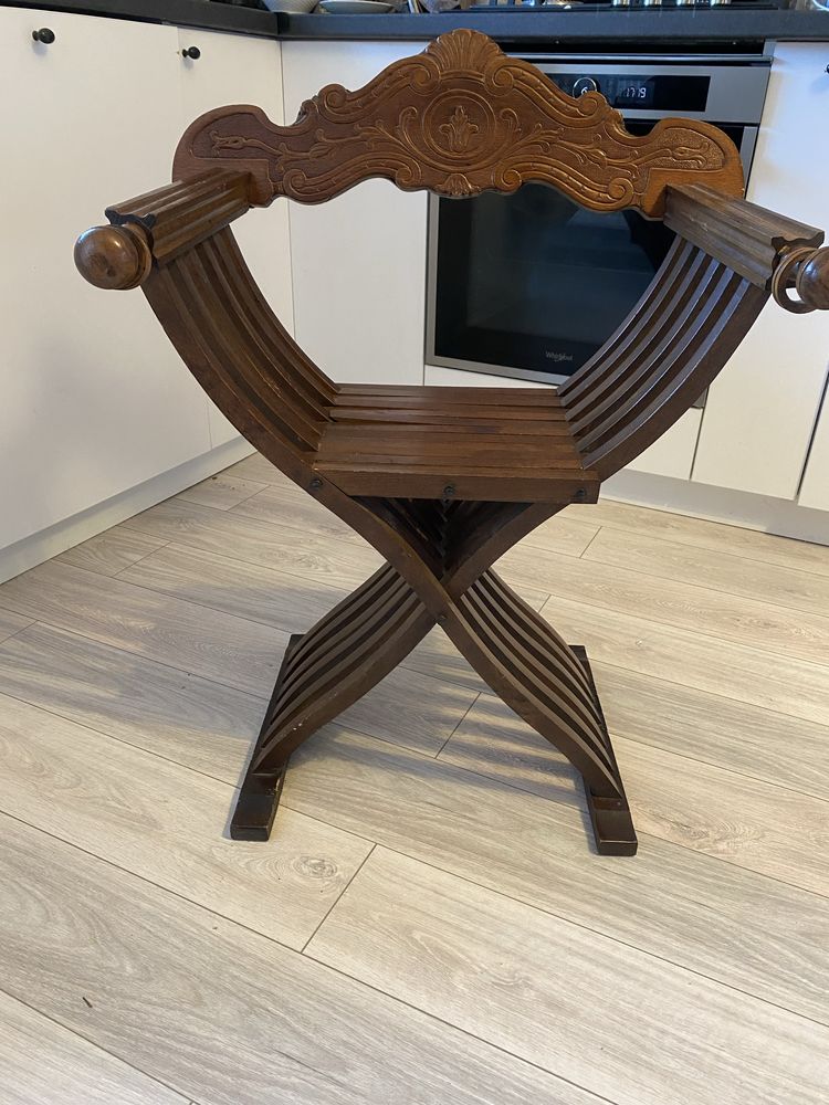 Scaun Vintage Savonarola Lemn Masiv