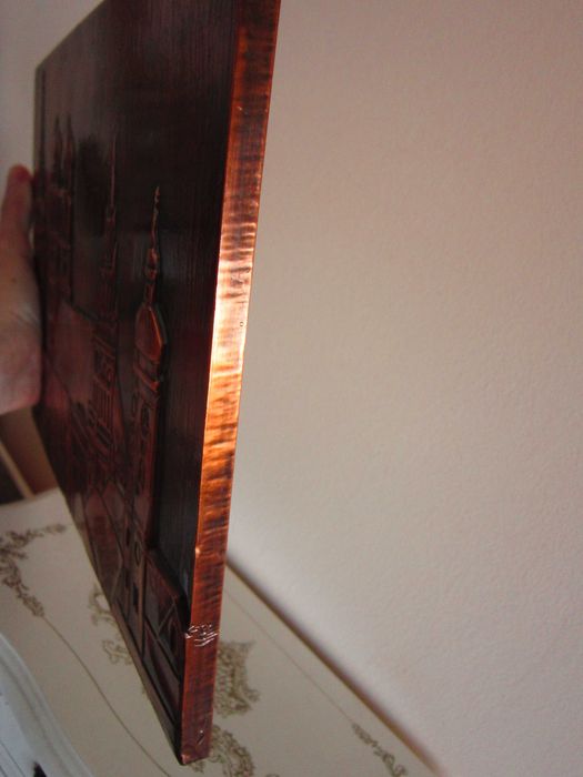 tablou Catedralele Germaniei handmade cupru pe lemn 1960