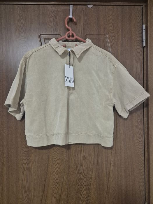 Zara къса риза с копчета, с лиосел, S размер или 164см