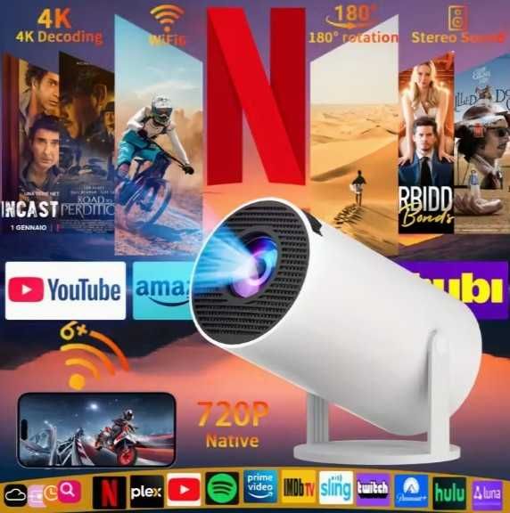 Мини HD Проектор за Домашно Кино, Съвместим с USB/Android/iOS - НОВ