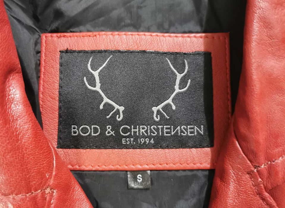 Geaca de dama din piele Bod & Christensen Biker Red Leather marimea S