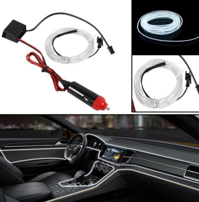 Fir cu lumina ambientala auto 2 metri 3 metri neon ambiental flexibil