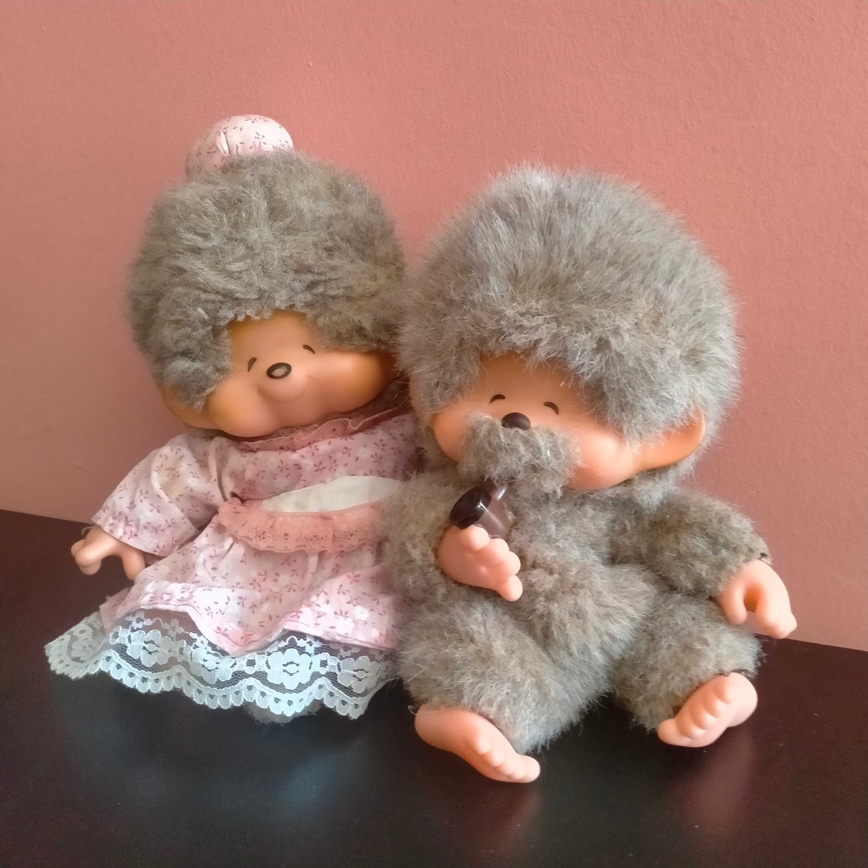 Стара плюшена играчка мончичи Sekiguchi Monchhichi Granny + Grandpa