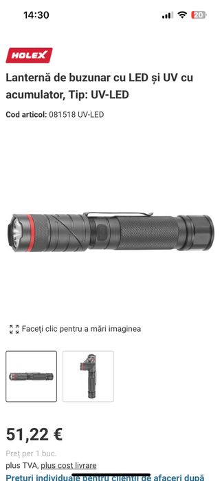 Lanterna led UV 300 lm