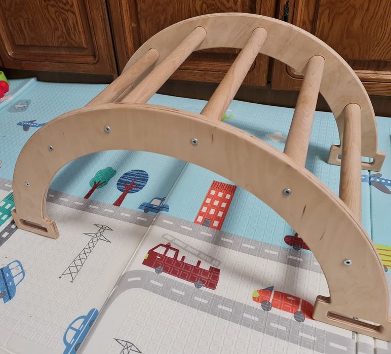 Set 3 in 1 Triunghi Pikler de catarare, rampa cu tobogan, semicerc