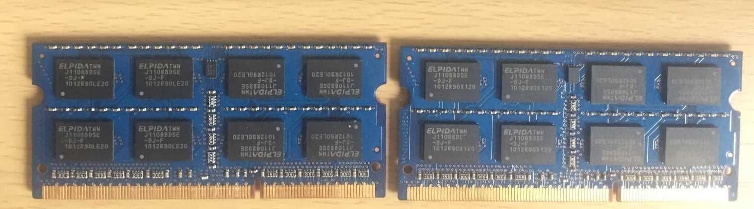 2 броя памет за лаптоп Elpida DDR3, 2GB, PC3, 10600, 1333Mhz