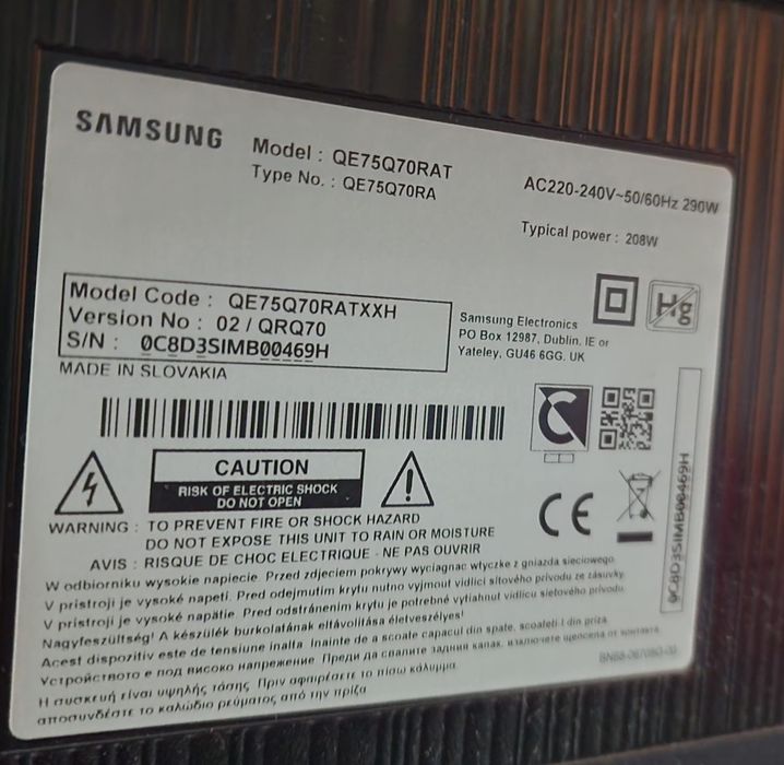 Samsung Qled 89 inchi, 189 cm diagonala, QE75Q70RAT, spart, piese, def
