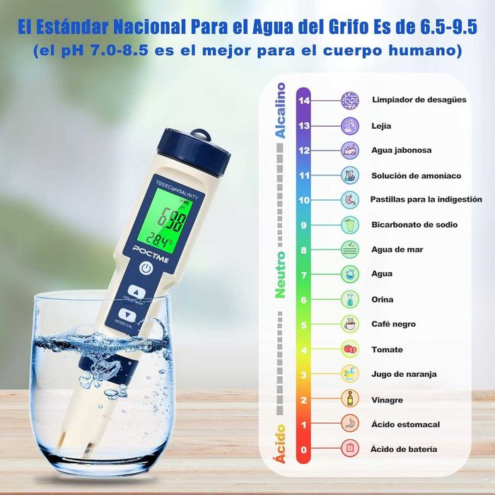 Poctme  5 в 1 тестер за вода -  pH/TDS/EC/Соленост/Температура