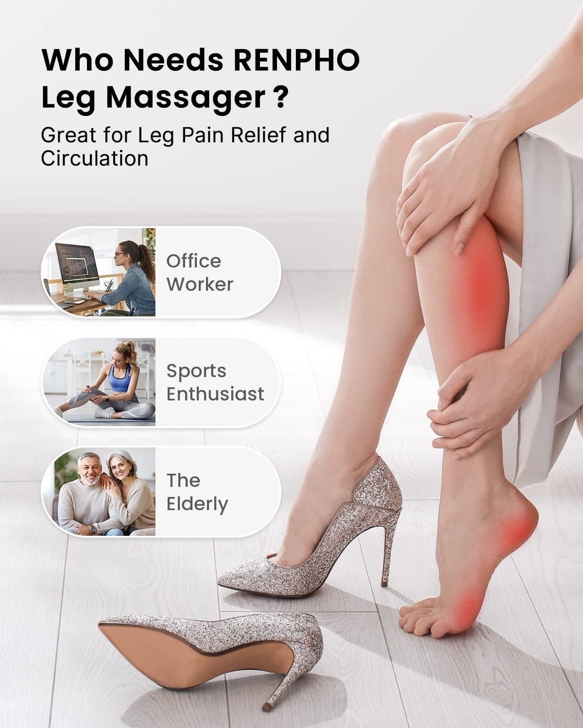 Компресионен масажор за крака с топлинна терапия - RENPHO