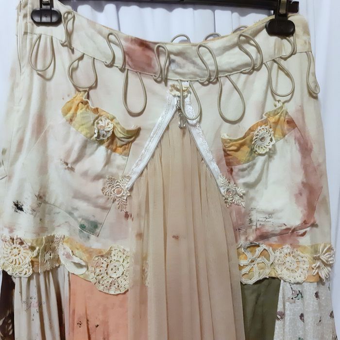 Fusta unicat altered couture upcycle distressed very worn 46/48