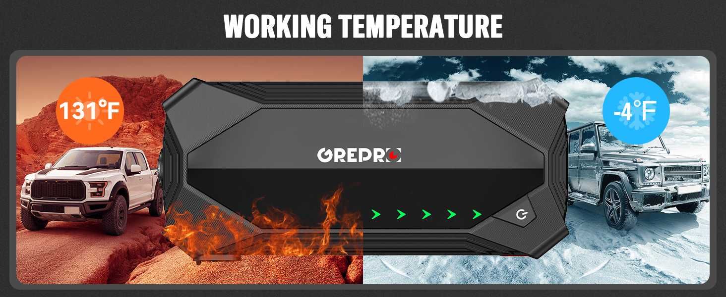 GREPRO 3000A бустер за подаване на ток Jump Starter/Power Bank /LED