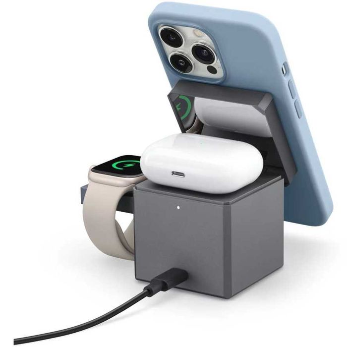 Incarcator wireless original Anker 3-in-1 Cube MagSafe, 15W, Fast Cha