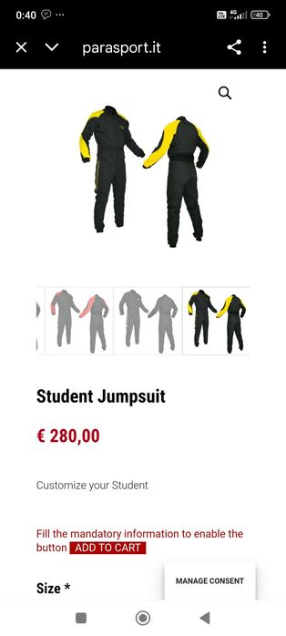 Costum Parasport parasutism skydiving combinezon parapanta base